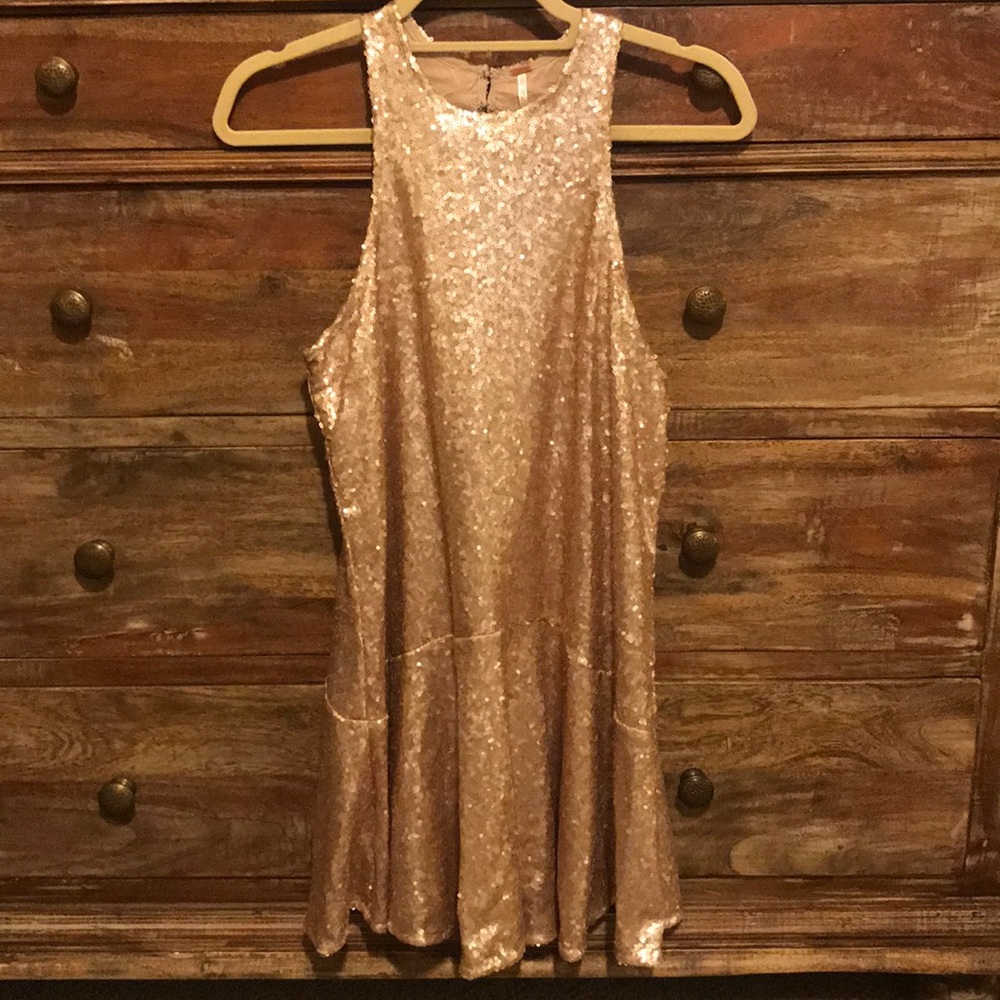 Free People Gold Sparkly Dress